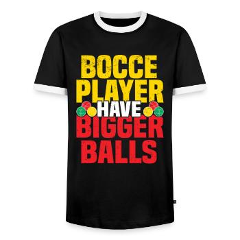 Boccia Petanque Boule Bocciaspieler Lyonnais - Männer Kontrast-T-Shirt - Schwarz/Weiß - Vorne - AI Model Female 172 light (172cm) & AI Model Male 178 light (178cm)