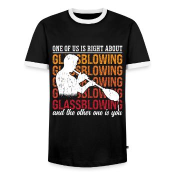 Glassblowing One Of Us Is Right About Glassmaking - Men's Ringer Shirt - black/white - Front - AI Model Female 172 light (172cm) & AI Model Male 178 light (178cm)