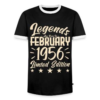 Geboren 1956. Geburtstagsgeschenk. - Männer Kontrast-T-Shirt - Schwarz/Weiß - Vorne - AI Model Female 172 light (172cm) & AI Model Male 178 light (178cm)