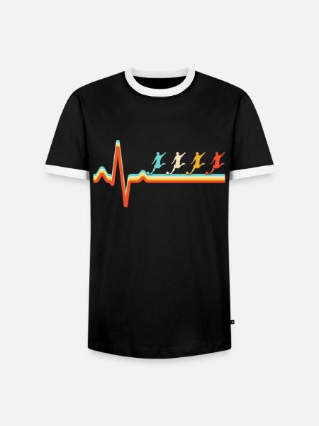 Fußball Retro Herzschlag - Männer Kontrast-T-Shirt - Schwarz/Weiß