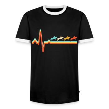 Pferd Retro Herzschlag - Männer Kontrast-T-Shirt - Schwarz/Weiß - Vorne - AI Model Female 172 light (172cm) & AI Model Male 178 light (178cm)