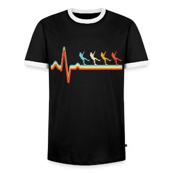 Klettern Retro Herzschlag - Männer Kontrast-T-Shirt - Schwarz/Weiß - Vorne - AI Model Female 172 light (172cm) & AI Model Male 178 light (178cm)