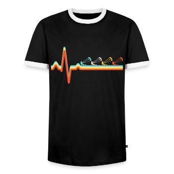 Kite Surf Rétro Heartbeat - T-shirt contrasté Homme - noir/blanc - Devant - AI Model Female 172 light (172cm) & AI Model Male 178 light (178cm)