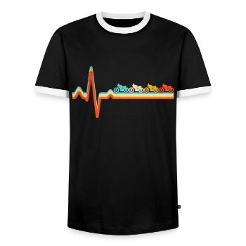 Motorcycle Retro Heartbeat - Men's Ringer Shirt - black/white - Front - AI Model Female 172 light (172cm) & AI Model Male 178 light (178cm)
