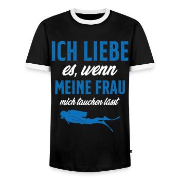 tauchen gehen lässt - Männer Kontrast-T-Shirt - Schwarz/Weiß - Vorne - AI Model Female 172 light (172cm) & AI Model Male 178 light (178cm)