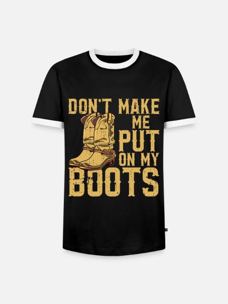 Line Dancing Cowboy Boots Western - Männer Kontrast-T-Shirt - Schwarz/Weiß