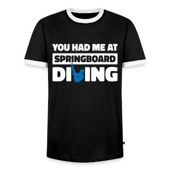 Turmspringen Turmspringer Humor - Männer Kontrast-T-Shirt - Schwarz/Weiß - Vorne - AI Model Female 172 light (172cm) & AI Model Male 178 light (178cm)