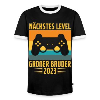 Ich Werde Großer Bruder 2023 - Männer Kontrast-T-Shirt - Schwarz/Weiß - Vorne - AI Model Female 172 light (172cm) & AI Model Male 178 light (178cm)