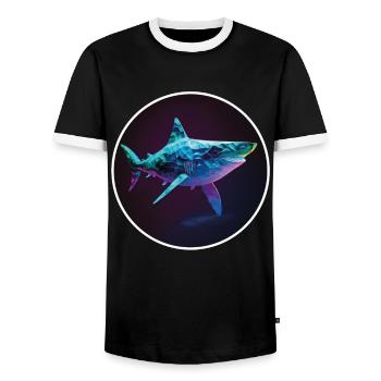 Shark Orca Polygon Geometric Underwater World Ocean - T-shirt contrasté Homme - noir/blanc - Devant - AI Model Female 172 light (172cm) & AI Model Male 178 light (178cm)