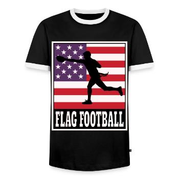 Joueurs américains de flag football américain - T-shirt contrasté Homme - noir/blanc - Devant - AI Model Female 172 light (172cm) & AI Model Male 178 light (178cm)