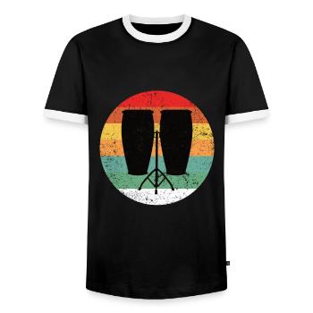 Conga Drum Musician Drumline - Men's Ringer Shirt - black/white - Front - AI Model Female 172 light (172cm) & AI Model Male 178 light (178cm)