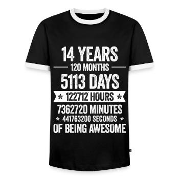 11114 Jahre Genial Deko Geburtstag Geschenk Lustig - Männer Kontrast-T-Shirt - Schwarz/Weiß - Vorne - AI Model Female 172 light (172cm) & AI Model Male 178 light (178cm)