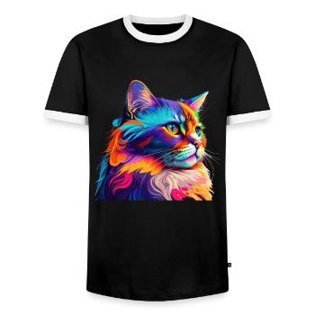 Amoureux des chats Cool Cat Design Cat Mama - T-shirt contrasté Homme - noir/blanc - Devant - AI Model Female 172 light (172cm) & AI Model Male 178 light (178cm)