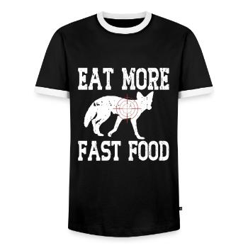 Chasse au coyote - T-shirt contrasté Homme - noir/blanc - Devant - AI Model Female 172 light (172cm) & AI Model Male 178 light (178cm)