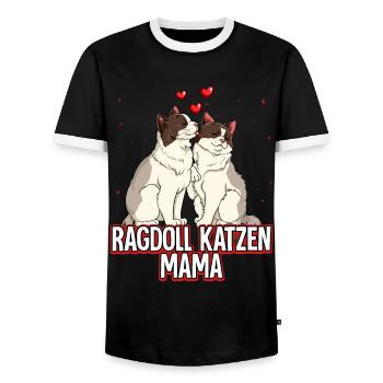 Ragdoll Katzen Mama - Männer Kontrast-T-Shirt - Schwarz/Weiß - Vorne - AI Model Female 172 light (172cm) & AI Model Male 178 light (178cm)