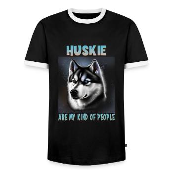 Dog Saying Huskie Design pour les amoureux des chiens - T-shirt contrasté Homme - noir/blanc - Devant - AI Model Female 172 light (172cm) & AI Model Male 178 light (178cm)