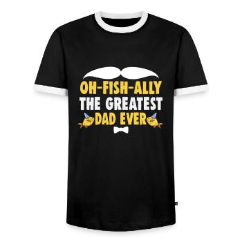 Fête des pères Oh-poisson-allié le plus grand papa jamais papa papa - T-shirt contrasté Homme - noir/blanc - Devant - AI Model Female 172 light (172cm) & AI Model Male 178 light (178cm)