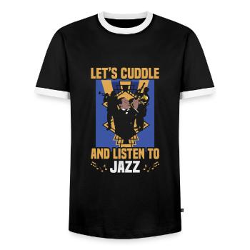 Musiciens d’orchestre de musique jazz - T-shirt contrasté Homme - noir/blanc - Devant - AI Model Female 172 light (172cm) & AI Model Male 178 light (178cm)