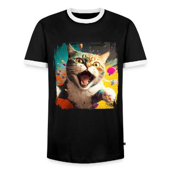 Amoureux des chats Cool Cat Design Cat Mama - T-shirt contrasté Homme - noir/blanc - Devant - AI Model Female 172 light (172cm) & AI Model Male 178 light (178cm)