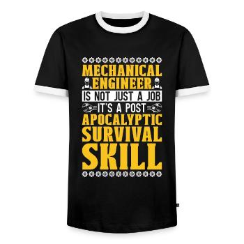 Mechanical Engineer Is Not Just Aircraft Mechanic - Men's Ringer Shirt - black/white - Front - AI Model Female 172 light (172cm) & AI Model Male 178 light (178cm)