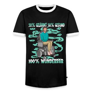 Rollstuhl Rollstuhlfahrer Perfekt - Männer Kontrast-T-Shirt - Schwarz/Weiß - Vorne - AI Model Female 172 light (172cm) & AI Model Male 178 light (178cm)