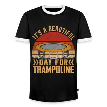 Es ist ein schöner Tag für Trampolin - Männer Kontrast-T-Shirt - Schwarz/Weiß - Vorne - AI Model Female 172 light (172cm) & AI Model Male 178 light (178cm)