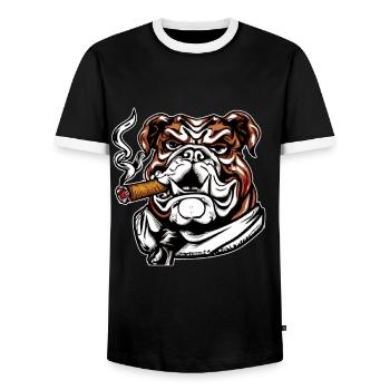 Colorbulls Conti Bulldoggen Continental Bulldogs - Men's Ringer Shirt - black/white - Front - AI Model Female 172 light (172cm) & AI Model Male 178 light (178cm)