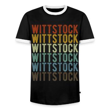 Wittstock Stadt Retro Vintage - Männer Kontrast-T-Shirt - Schwarz/Weiß - Vorne - AI Model Female 172 light (172cm) & AI Model Male 178 light (178cm)