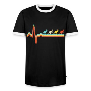 Kangaroo Retro Heartbeat - Men's Ringer Shirt - black/white - Front - AI Model Female 172 light (172cm) & AI Model Male 178 light (178cm)