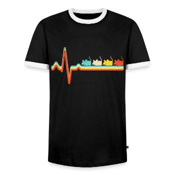 Maus Retro Herzschlag - Männer Kontrast-T-Shirt - Schwarz/Weiß - Vorne - AI Model Female 172 light (172cm) & AI Model Male 178 light (178cm)