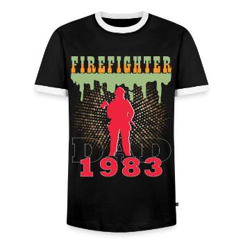1983 Jahrgang feuerwehrmann Vater Geburtstag - Männer Kontrast-T-Shirt - Schwarz/Weiß - Vorne - AI Model Female 172 light (172cm) & AI Model Male 178 light (178cm)