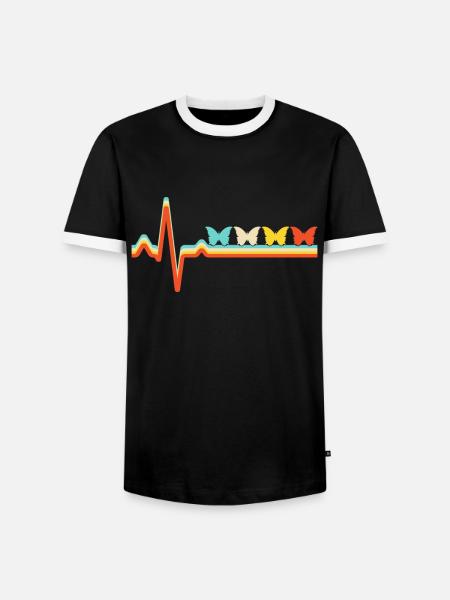 Schmetterling Retro Herzschlag - Männer Kontrast-T-Shirt - Schwarz/Weiß
