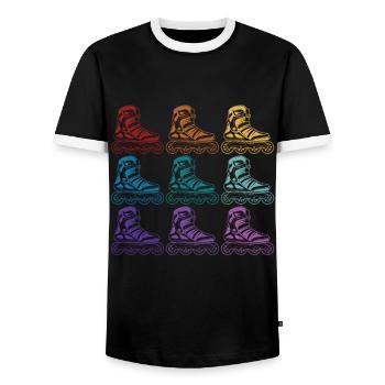 Roller skates - Men's Ringer Shirt - black/white - Front - AI Model Female 172 light (172cm) & AI Model Male 178 light (178cm)