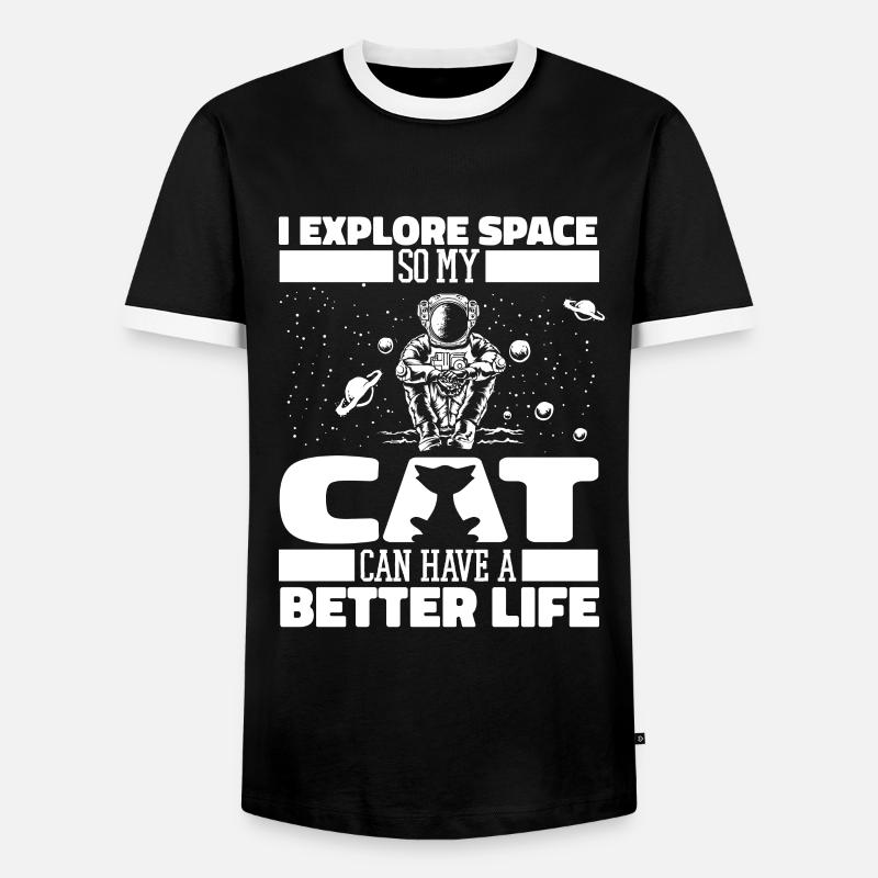 Space Space Cat Space Colonization - Men's Ringer Shirt - black/white