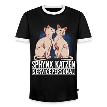 Sphynx Katze - Männer Kontrast-T-Shirt - Schwarz/Weiß - Vorne - AI Model Female 172 light (172cm) & AI Model Male 178 light (178cm)