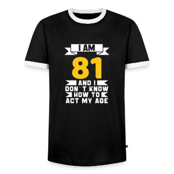 81 Jahre altes 81. lustiges Geburtstagsgeschenk - Männer Kontrast-T-Shirt - Schwarz/Weiß - Vorne - AI Model Female 172 light (172cm) & AI Model Male 178 light (178cm)