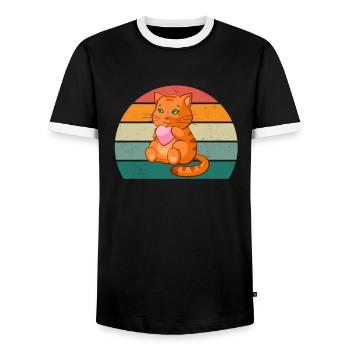 Cat Kitten Cat Mama Cat Daddy Mistress Cat - Men's Ringer Shirt - black/white - Front - AI Model Female 172 light (172cm) & AI Model Male 178 light (178cm)