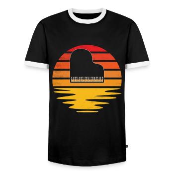 Klavier Retro - Männer Kontrast-T-Shirt - Schwarz/Weiß - Vorne - AI Model Female 172 light (172cm) & AI Model Male 178 light (178cm)