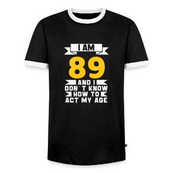 89 Jahre altes 89. lustiges Geburtstagsgeschenk - Männer Kontrast-T-Shirt - Schwarz/Weiß - Vorne - AI Model Female 172 light (172cm) & AI Model Male 178 light (178cm)