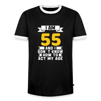 55 Jahre altes 55. lustiges Geburtstagsgeschenk - Männer Kontrast-T-Shirt - Schwarz/Weiß - Vorne - AI Model Female 172 light (172cm) & AI Model Male 178 light (178cm)