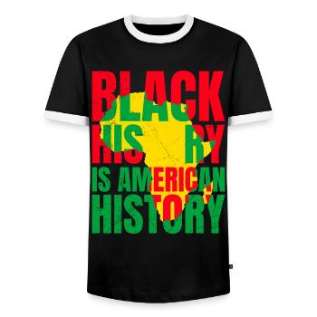 Black History American History History Africa - Men's Ringer Shirt - black/white - Front - AI Model Female 172 light (172cm) & AI Model Male 178 light (178cm)