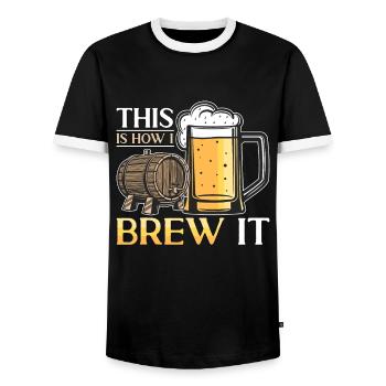 Beer Brewing This Is How I Brew Malt Beer Brewer - Men's Ringer Shirt - black/white - Front - AI Model Female 172 light (172cm) & AI Model Male 178 light (178cm)