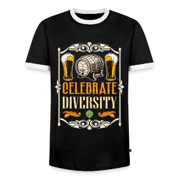 Beer Brewing Celebrate Diversity Beer Home Brewer - Men's Ringer Shirt - black/white - Front - AI Model Female 172 light (172cm) & AI Model Male 178 light (178cm)