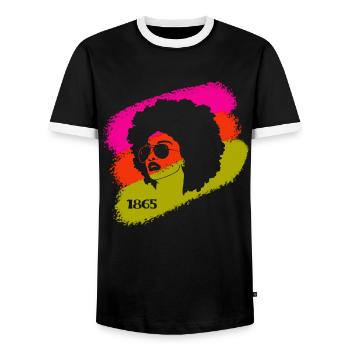 Juneteenth 1865 Afroamerikaner Afrikanische Frau - Männer Kontrast-T-Shirt - Schwarz/Weiß - Vorne - AI Model Female 172 light (172cm) & AI Model Male 178 light (178cm)