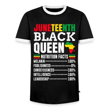 Juneteenth Black Queen Femme africaine - T-shirt contrasté Homme - noir/blanc - Devant - AI Model Female 172 light (172cm) & AI Model Male 178 light (178cm)