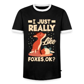 Fuchs Füchse Tiere Geschenkidee - Männer Kontrast-T-Shirt - Schwarz/Weiß - Vorne - AI Model Female 172 light (172cm) & AI Model Male 178 light (178cm)