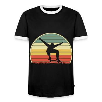Skateboarder Skateboarder Skater Retro Skating - Männer Kontrast-T-Shirt - Schwarz/Weiß - Vorne - AI Model Female 172 light (172cm) & AI Model Male 178 light (178cm)