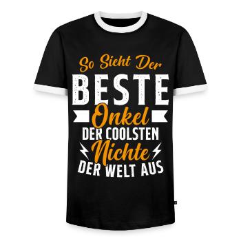 So sieht der beste Onkel der Welt aus - Männer Kontrast-T-Shirt - Schwarz/Weiß - Vorne - AI Model Female 172 light (172cm) & AI Model Male 178 light (178cm)