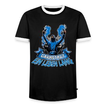 Darmstadt ein Leben lang - Männer Kontrast-T-Shirt - Schwarz/Weiß - Vorne - AI Model Female 172 light (172cm) & AI Model Male 178 light (178cm)