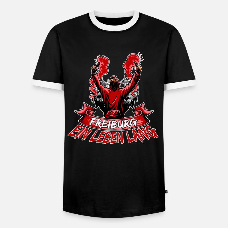Freiburg ein Leben lang - Männer Kontrast-T-Shirt - Schwarz/Weiß